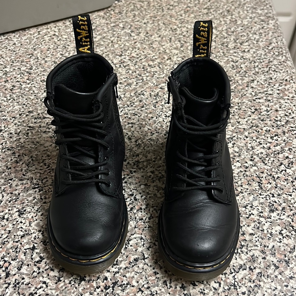 Dr. Martens Black Leather High-Top Combat Boots, toddler size 10